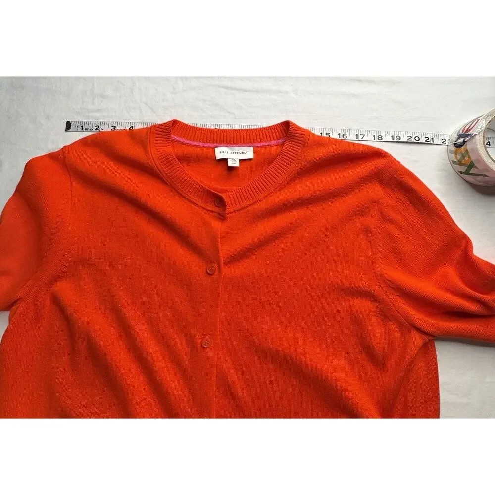 Free Assembly XXL Orange Button Cardigan Cotton Blend